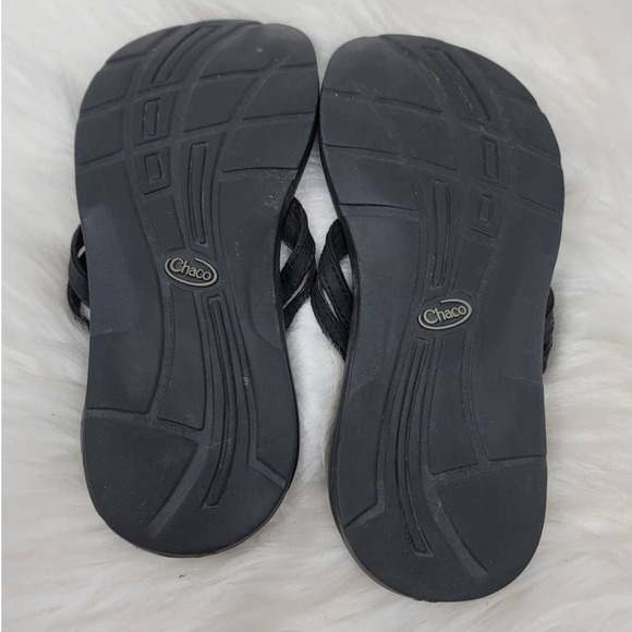 Chaco Black Leather Flip Flops Women's 8 - Picture 5 of 5